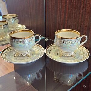 Dulevo Russian Porcelain Tea or Coffee Cup and Saucer 2 Sets in lot